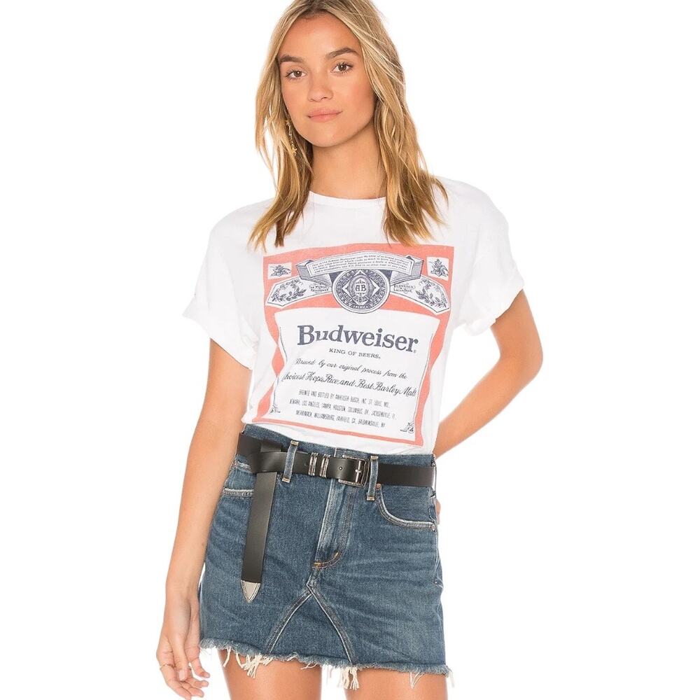Junk Food Budweiser Graphic Tee Small Oversized Beer Casual Grunge Boho Western